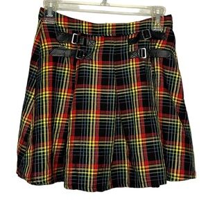 Hot Topic Plaid Rainbow Pleated Mini Skirt Small